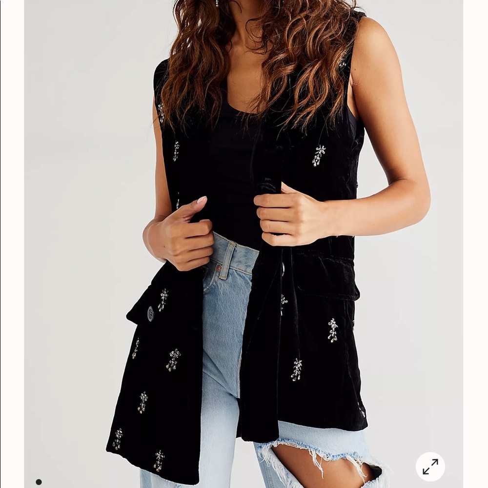 Free People Bali jewel velvet blazer vest